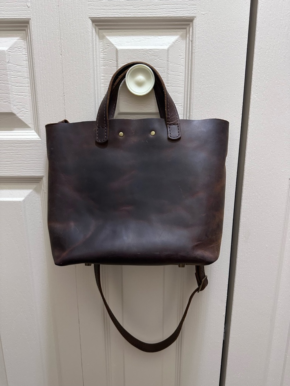 Portland Leather Goods Mini Crossbody Tote Grizzly Smooth Leather - Picture 2 of 8